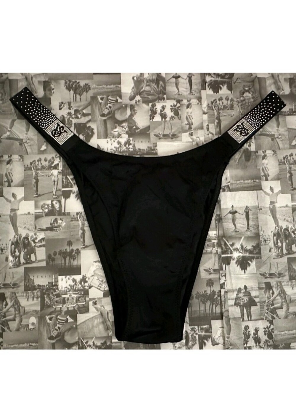 Victoria's Secret Very Sexy Scattered Shine Strap Brazilian Panty MEDIUM BLACK